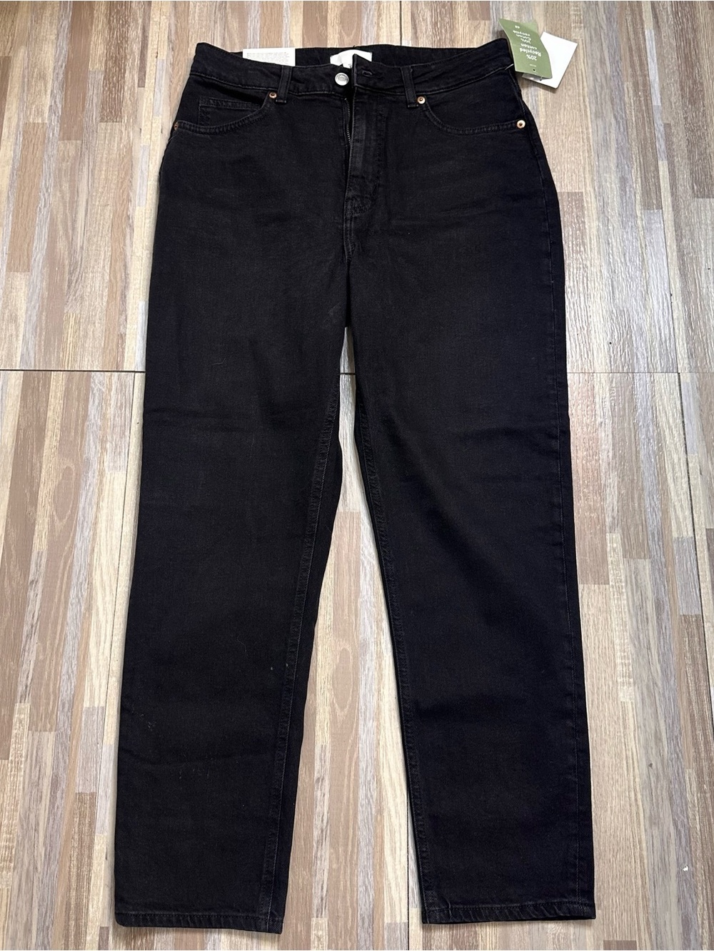 H&M Women’s Black Straight-Leg High-Waist Mom Jeans Size 10 NWT